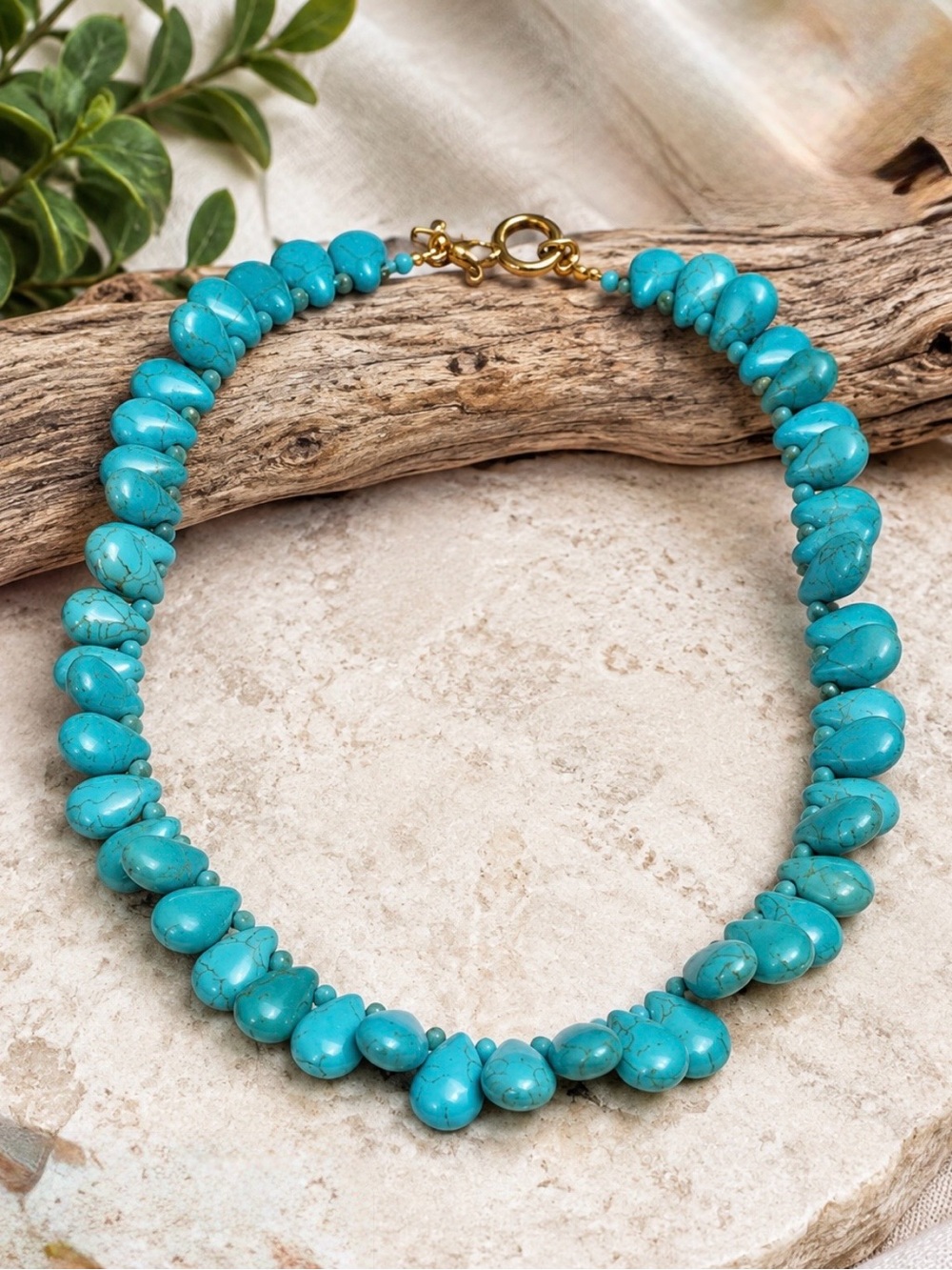 Handmade Blue Teardrop Turquoise Necklace - Picture 2 of 6